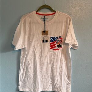 chubbies White Short-Sleeve Pocket Tee with Patriotic Flag & Eagle Graphic Sz L